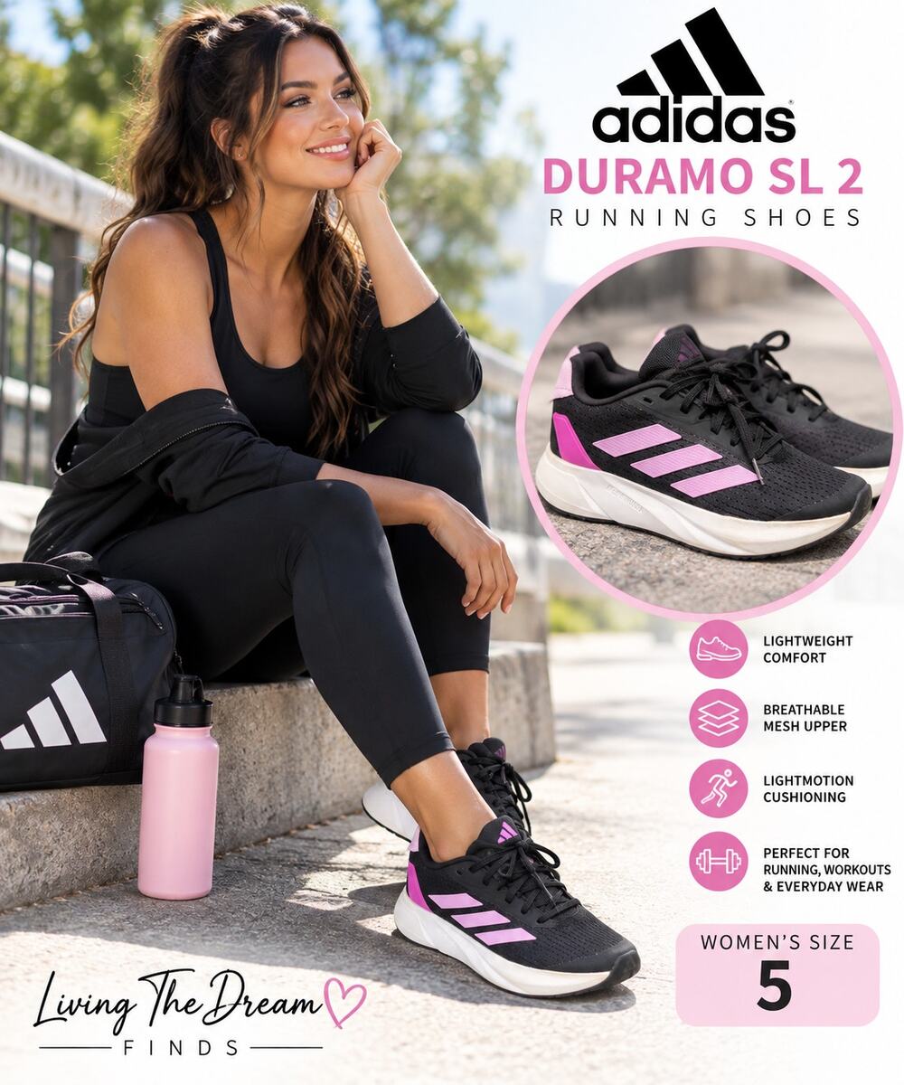 Adidas Duramo SL 2 Women’s Running Shoes Black Pink Size 5 Lightweight Athletic